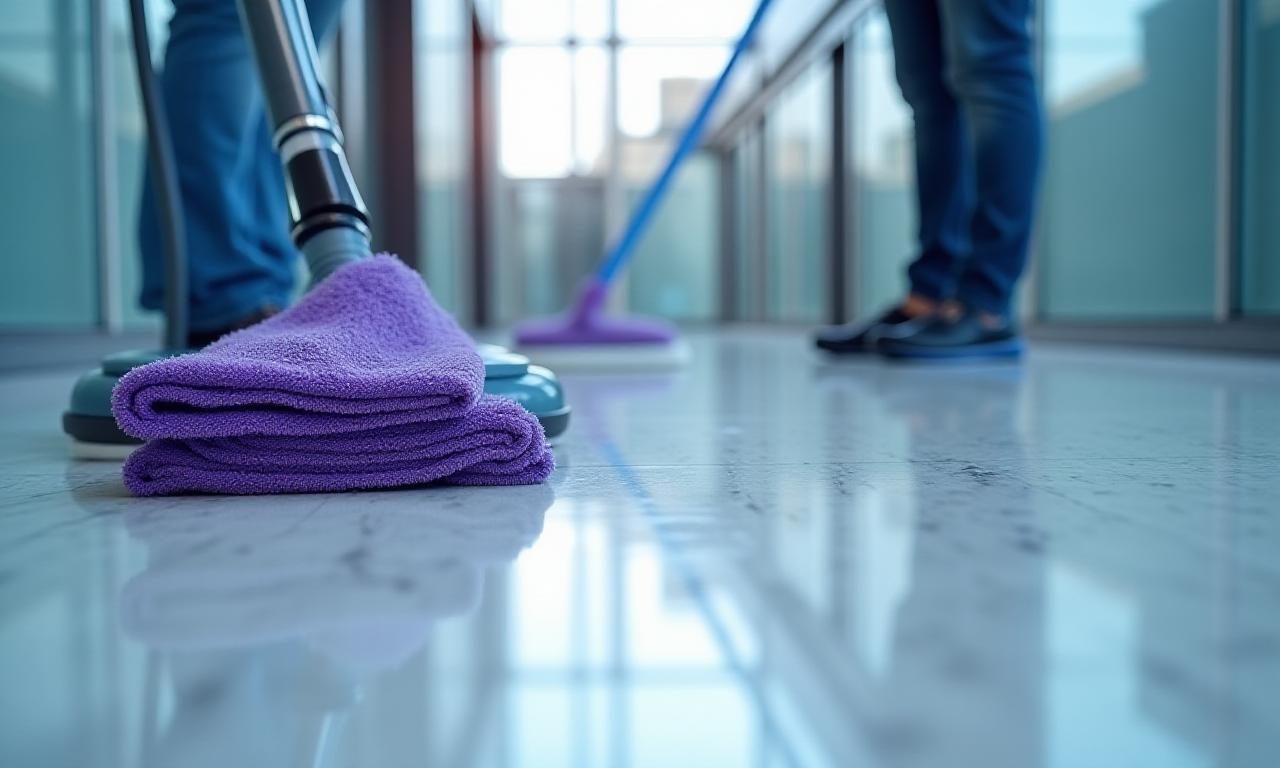 Professionelles Reinigungsequipment auf Hochglanzboden